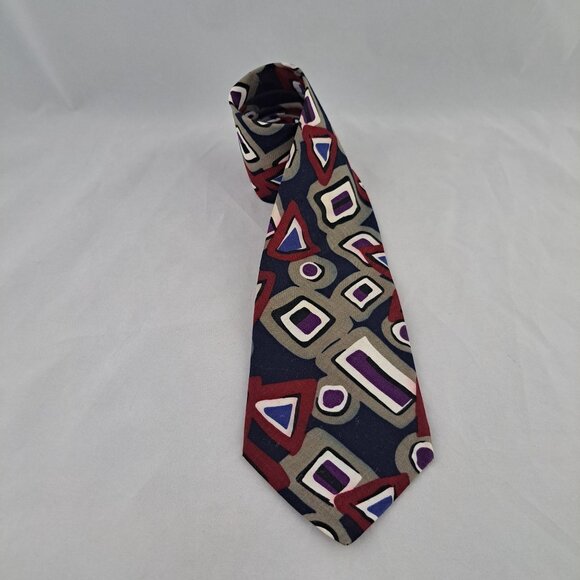 Van Heusen Mens Retro Geometric Pattern Cotton Tie 3 3/4" Wide USA - Picture 9 of 10